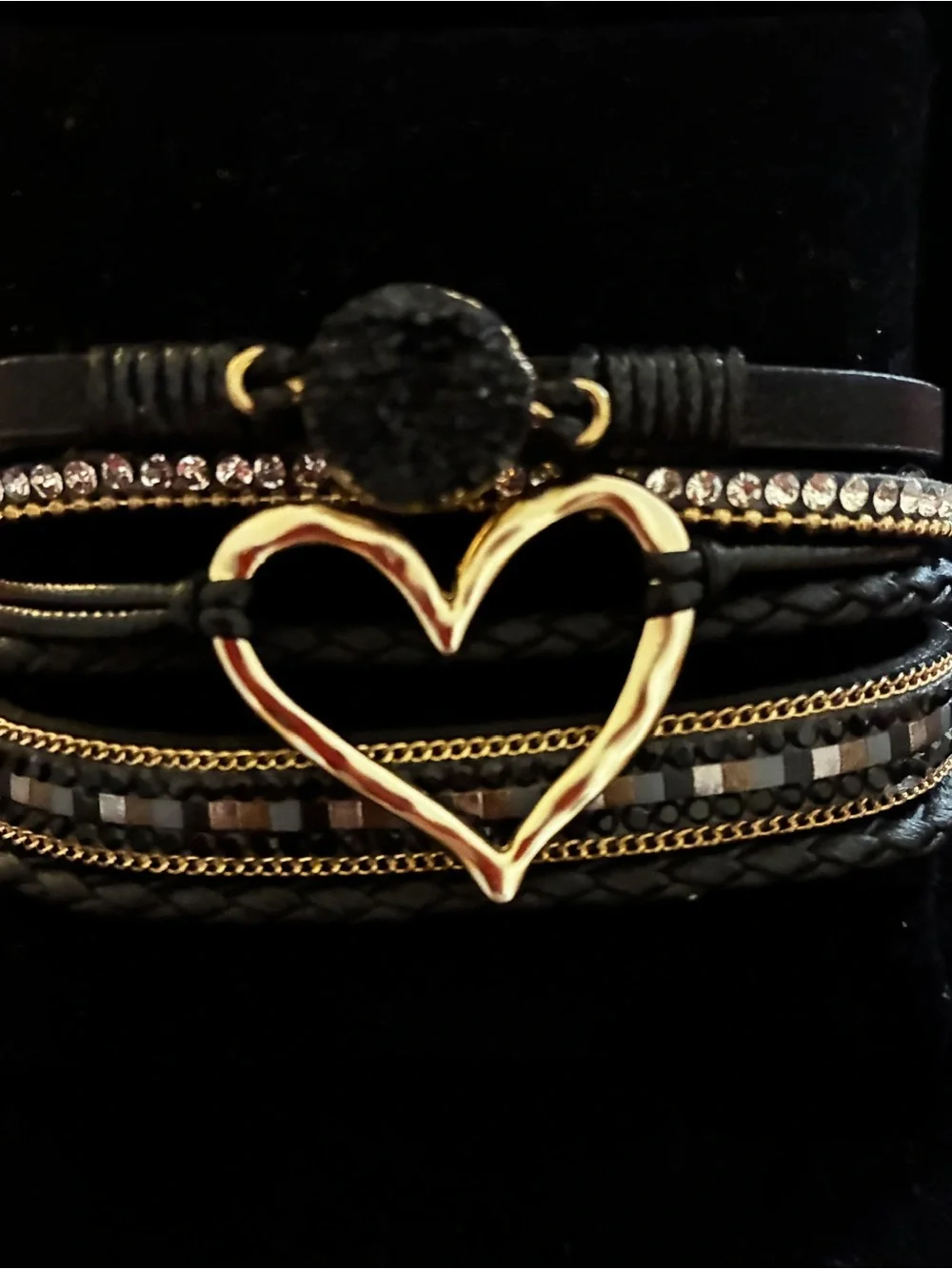 Bracelet EUC bohemian-style multilayer black pu leather wrap Love